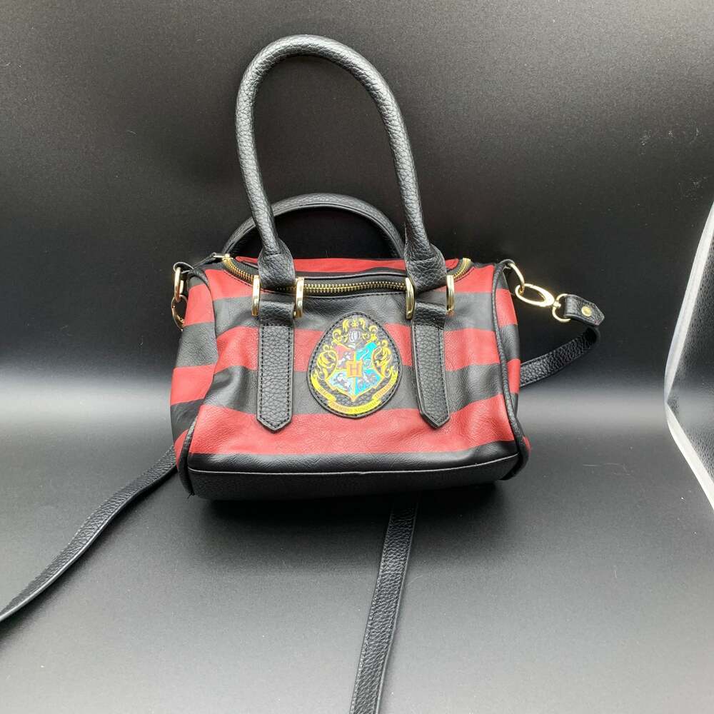 Harry Potter Hogwarts Maroon and Black Barrel Satchel Crossbody Bag